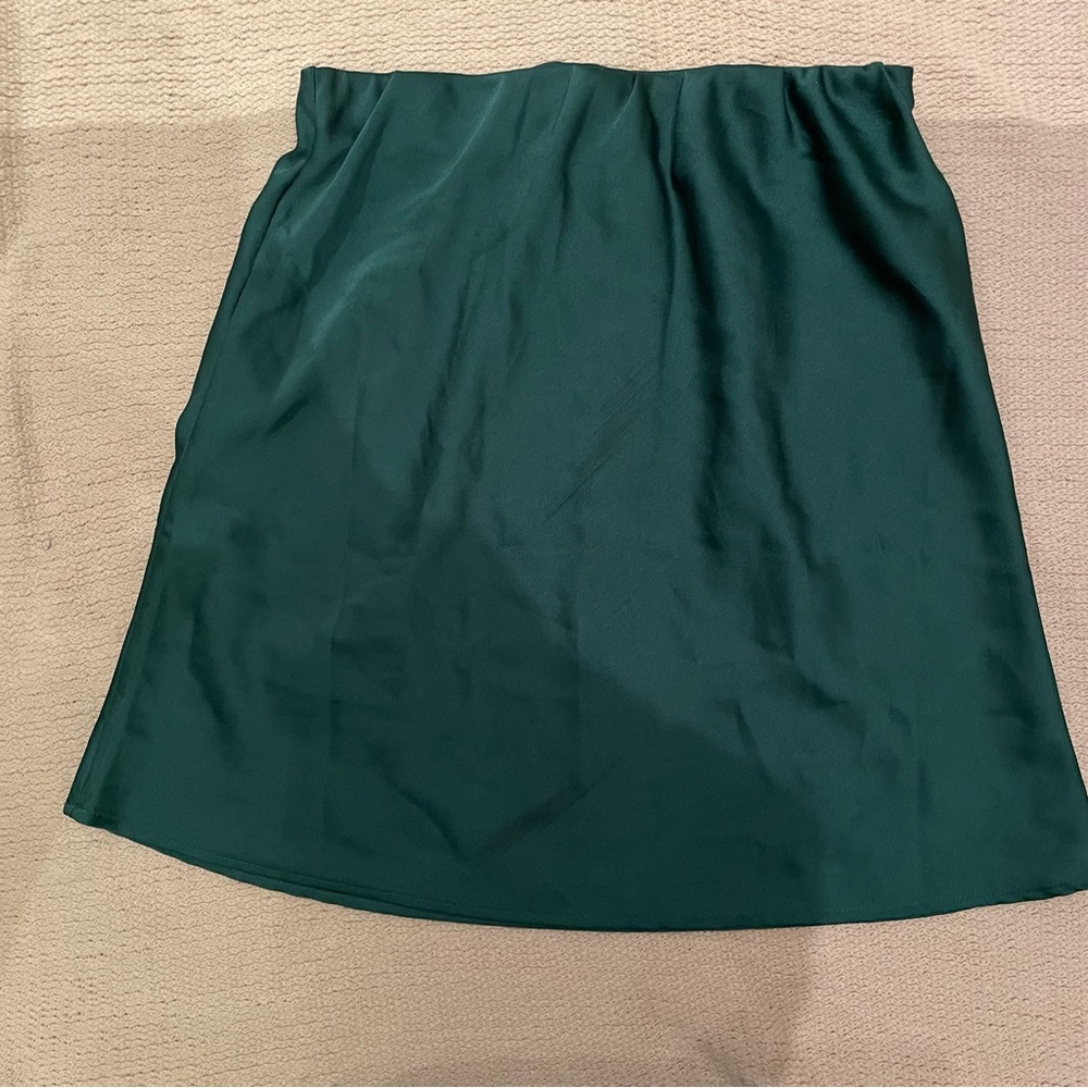 NWT PIECES TEAL SATIN SKIRT WITH ELASTIC WAIST